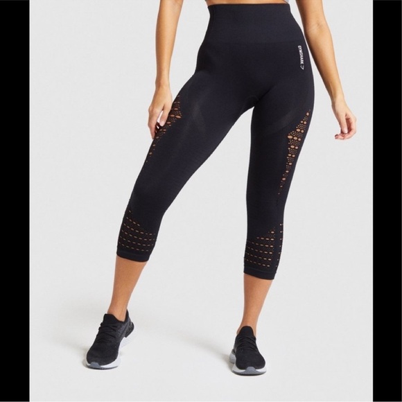 Gymshark Energy+ Seamless Cropped Leggings Black - Picture 1 of 4
